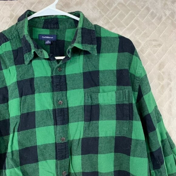 Croft & Barrow Mens Medium Button Shirt Plaid Green Flannel Long Sleeve Collared - Picture 3 of 16